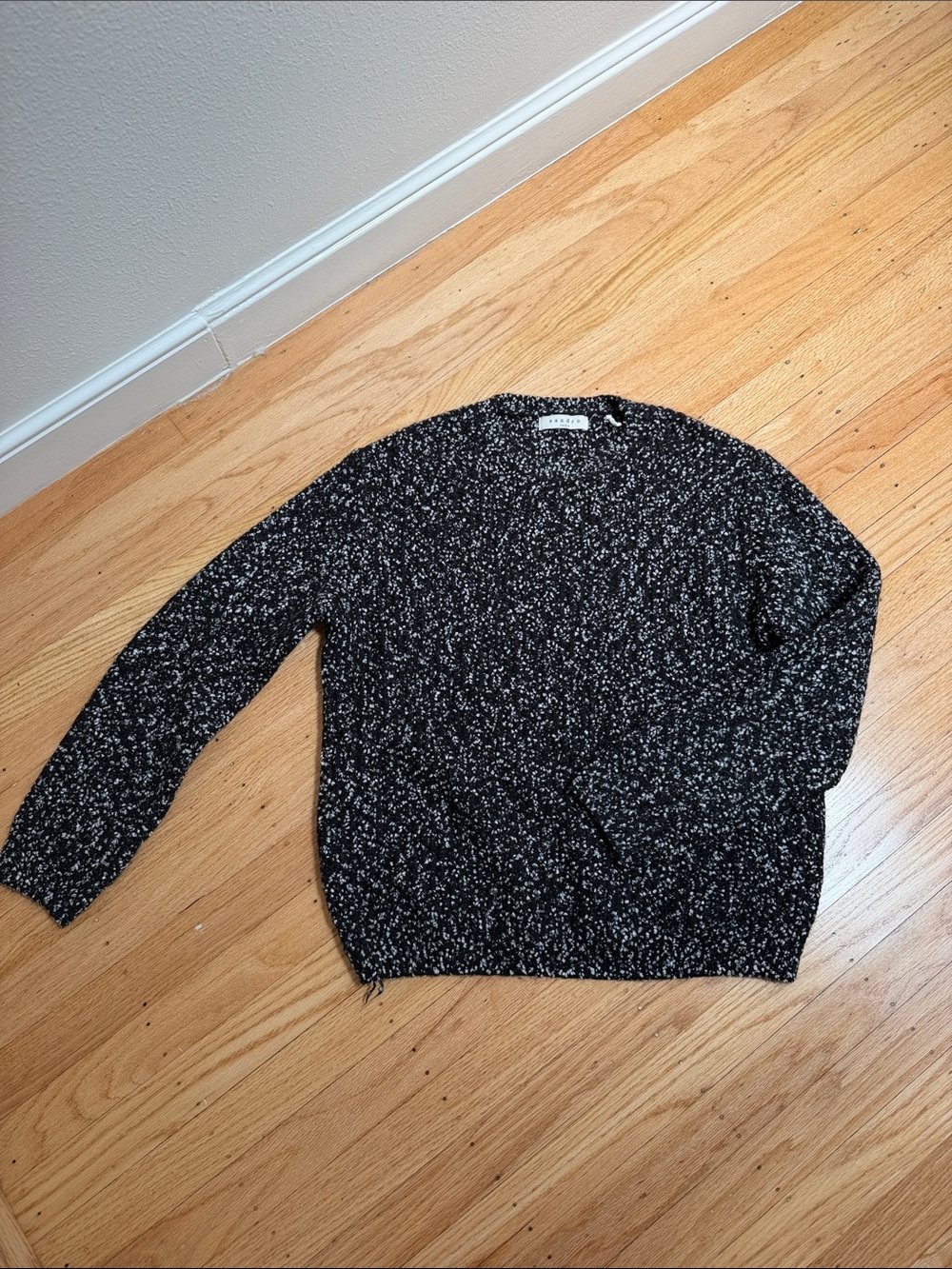 Sandro Black & White Marled Crewneck Sweater